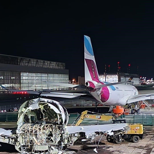 Aviationtag Airbus A330 D-AXGG Eurowings and Turkish Airlines Edition - Photo of the Airbus A330 in Teardown in MUC. D-AXGA in the front, GG in the back.