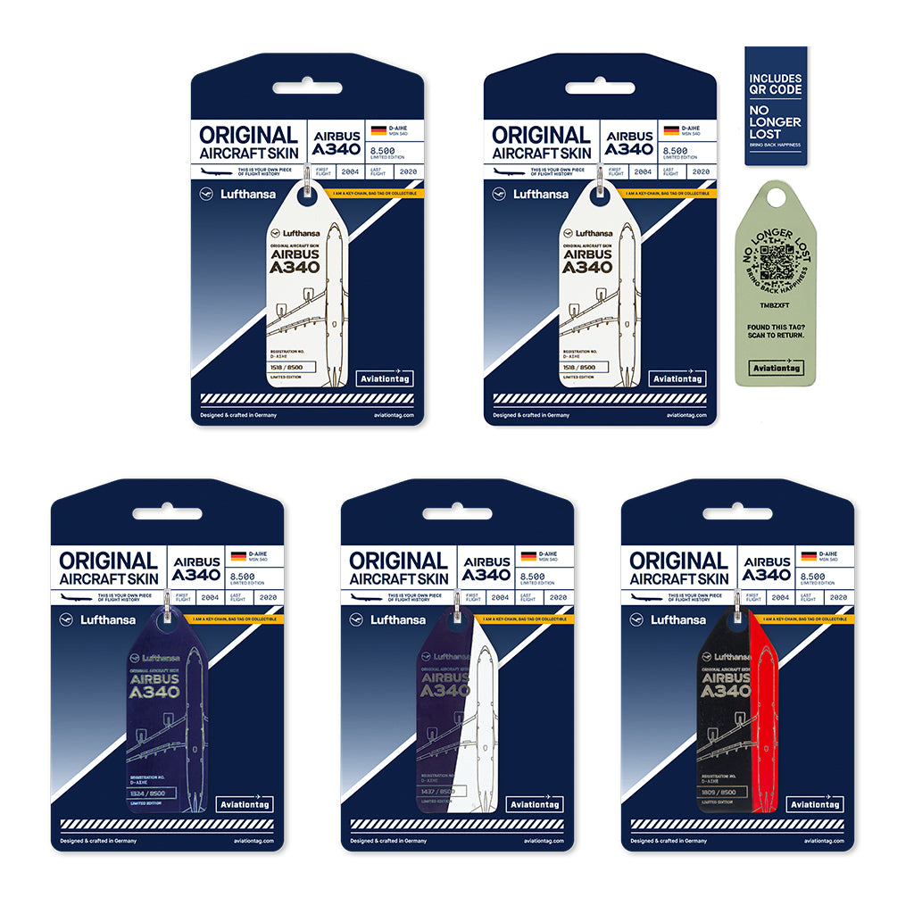 元カタール航空 A340-600 Aviationtag Aviationtag Lufthansa Airbus A340 - D-AIHE Collector Set