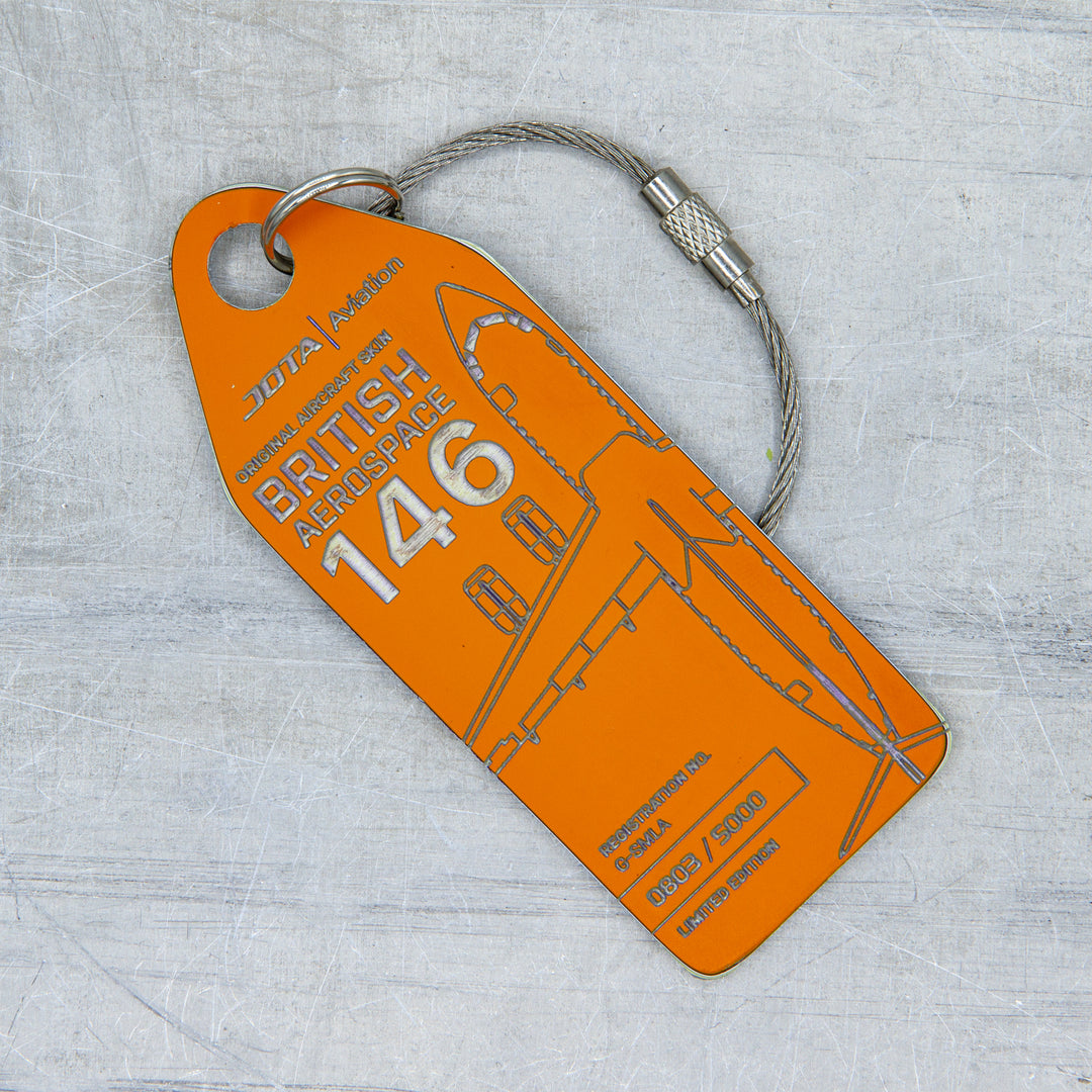 Jota Aviation BAe 146 G-SMLA Orange Plane Tag