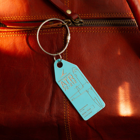 Aviationtag ATR 72 D4-CBU aircraft tag Edition TACV Cabo Verde Airlines - Mood photo light blue tag on bag