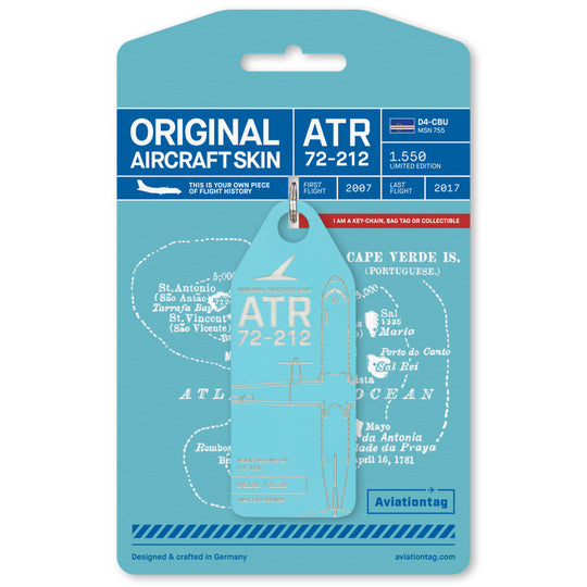 Aviationtag ATR 72 D4-CBU aircraft tag Edition TACV Cabo Verde Airlines - The light blue variation