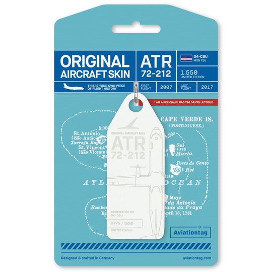 Aviationtag ATR 72 D4-CBU aircraft tag Edition TACV Cabo Verde Airlines - White with cardboard