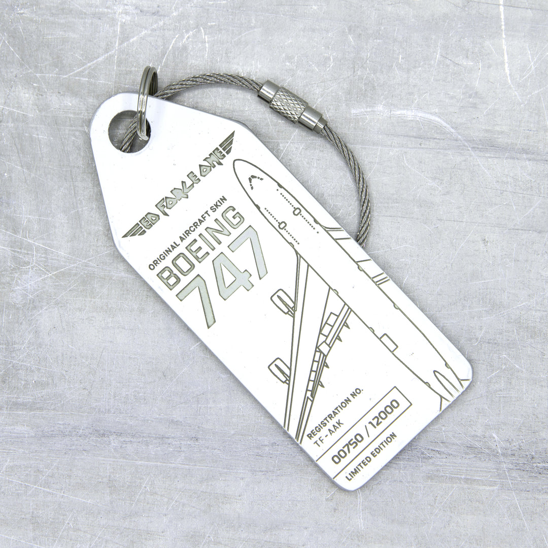 Aviationtag x Iron Maiden Ed Force One Edition Boeing 747 TF-AAK Aircraft Tag - White plane tag