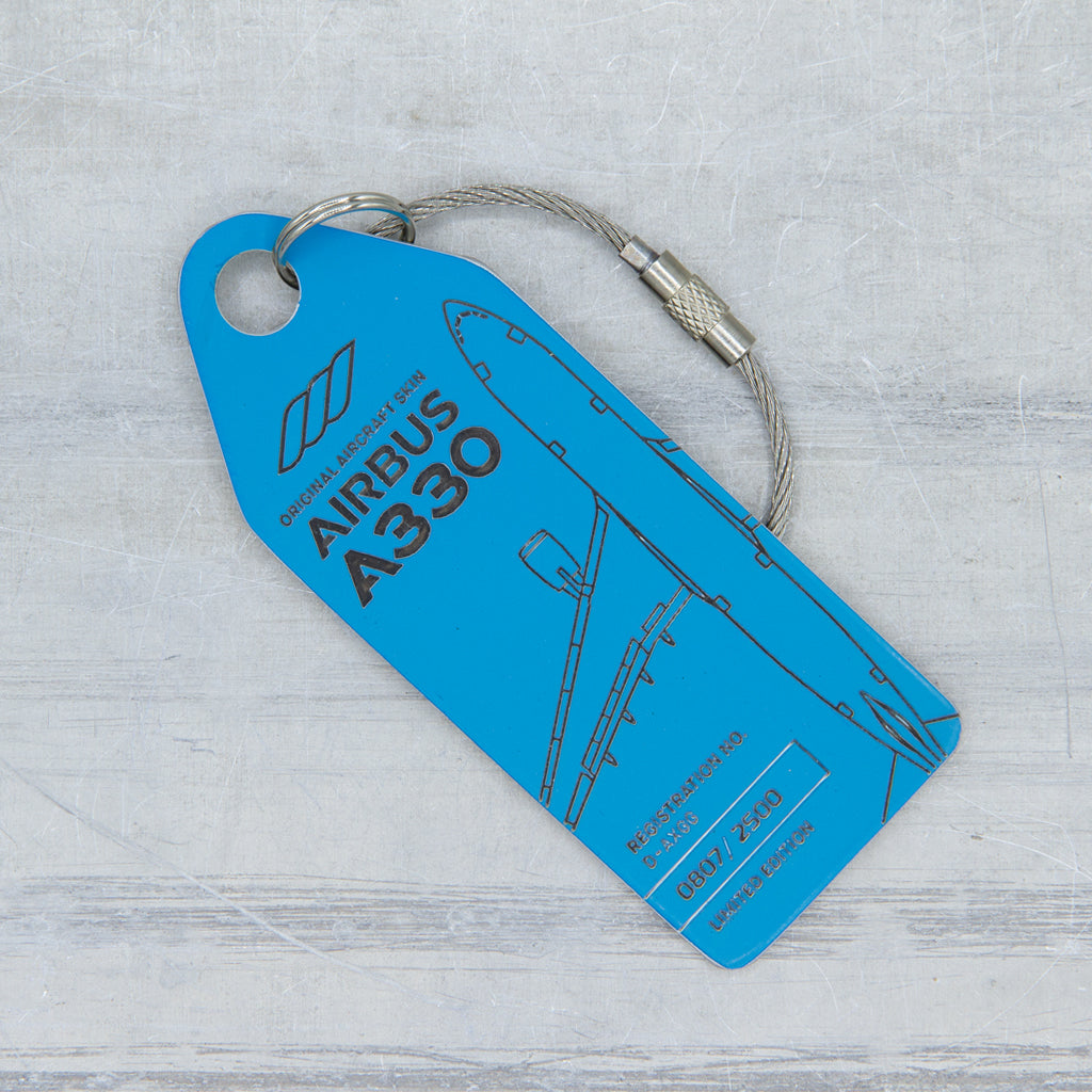 Aviationtag Airbus A330 D-AXGG Eurowings and Turkish Airlines Edition - Photo of blue aircraft tag without cardboard