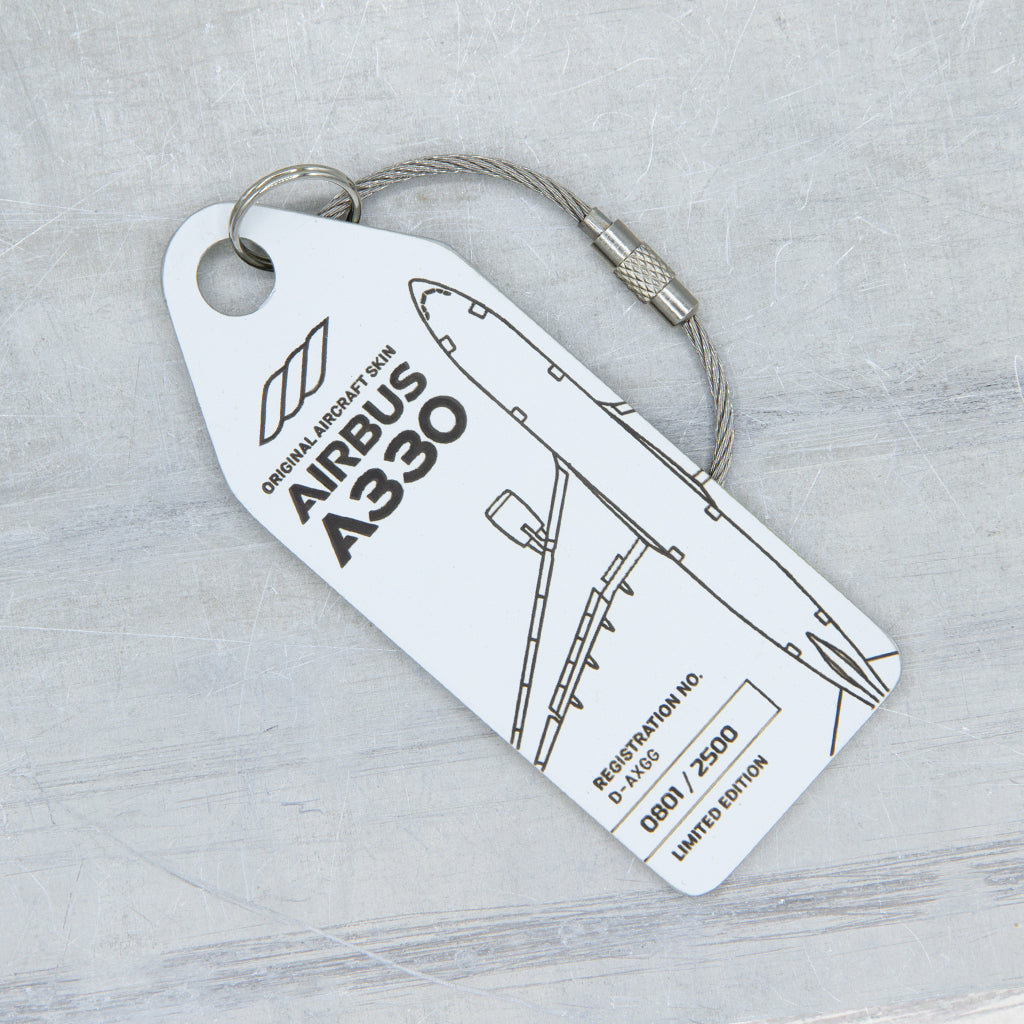 Aviationtag Airbus A330 D-AXGG Eurowings and Turkish Airlines Edition - Photo of white aircraft tag without cardboard