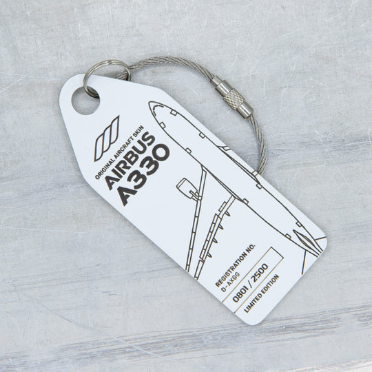 Aviationtag Airbus A330 D-AXGG Eurowings and Turkish Airlines Edition - Photo of white aircraft tag without cardboard