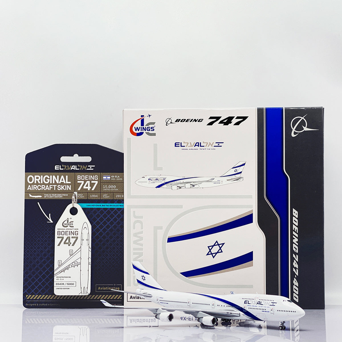 B747-400 エル・アル航空 Aviationtag JC Wings X Aviationtag El Al Boeing 747 4X-ELA 1:400