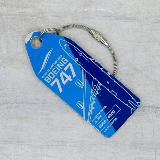 Aviationtag Boeing 747 VQ-BWM / PH-BFV Edition aircraft tags - dark blue / light blue tag