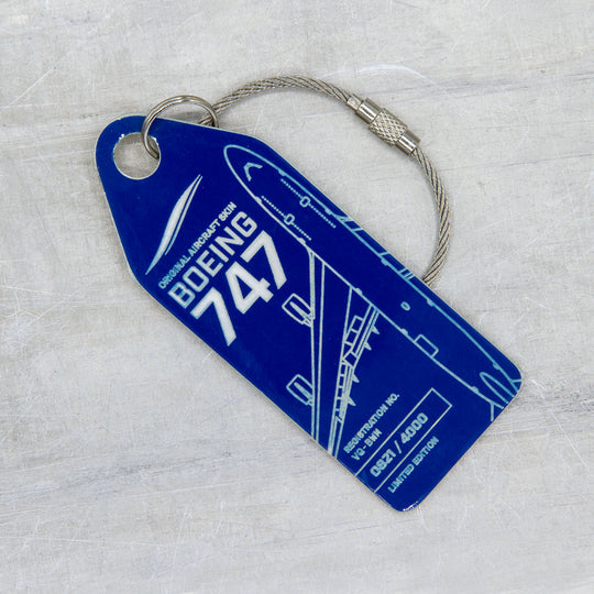Aviationtag Boeing 747 VQ-BWM / PH-BFV Edition aircraft tags - dark blue tag