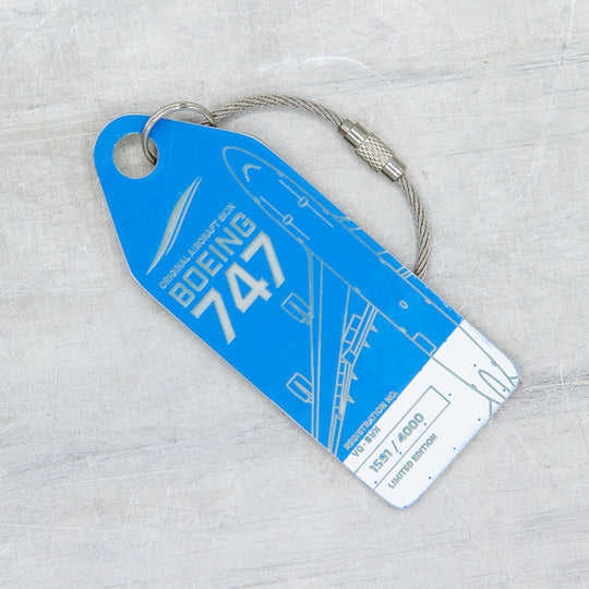 Aviationtag Boeing 747 VQ-BWM / PH-BFV Edition aircraft tags - white / light blue tag
