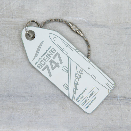 Aviationtag Boeing 747 VQ-BWM / PH-BFV Edition aircraft tags - white plane tag with key chain