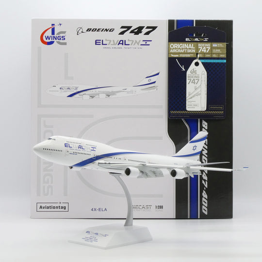 JC Wings X Aviationtag Bundle El Al Boeing 747 1:200 Flaps Down