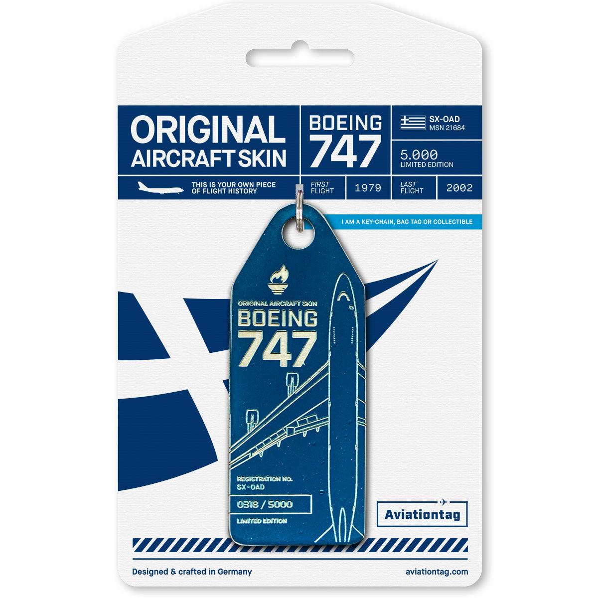 春夏新作 Schlüsselanhänger SX-OAD - 747 Boeing Blau Aviationtag – kaufen 航空機・ヘリコプター