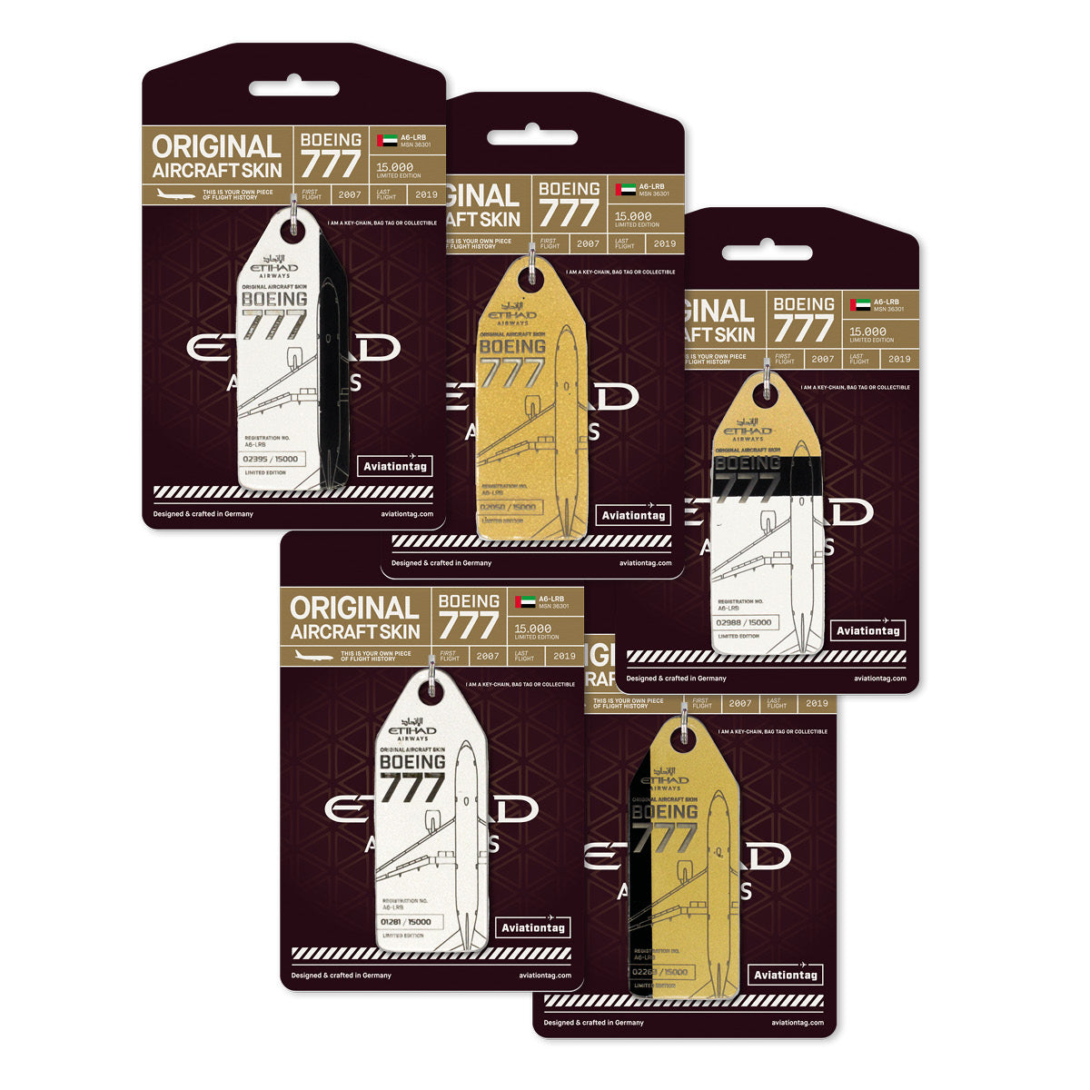 Etihad Boeing 777 - A6-LRB Schlüsselanhänger (Set) – Aviationtag