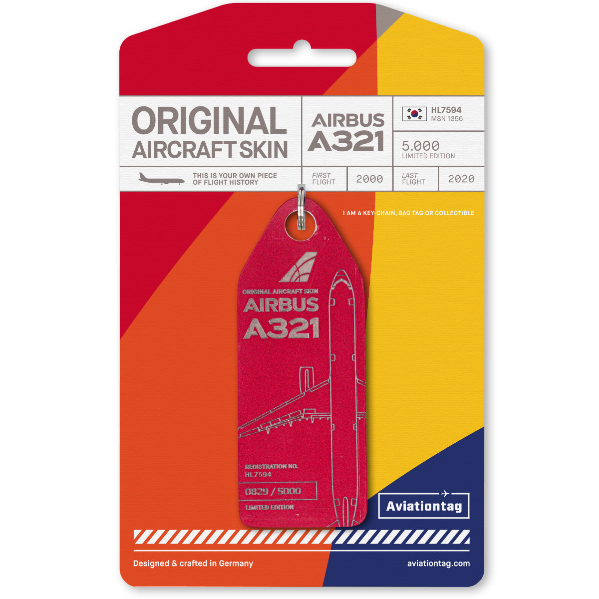 Aviationtag Airbus A321 Asiana HL7594 Edition Ruby red