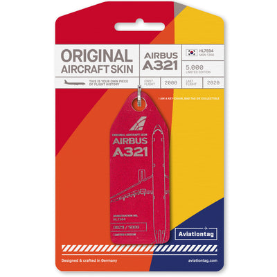 Aviationtag Airbus A321 Asiana HL7594 Edition Ruby red