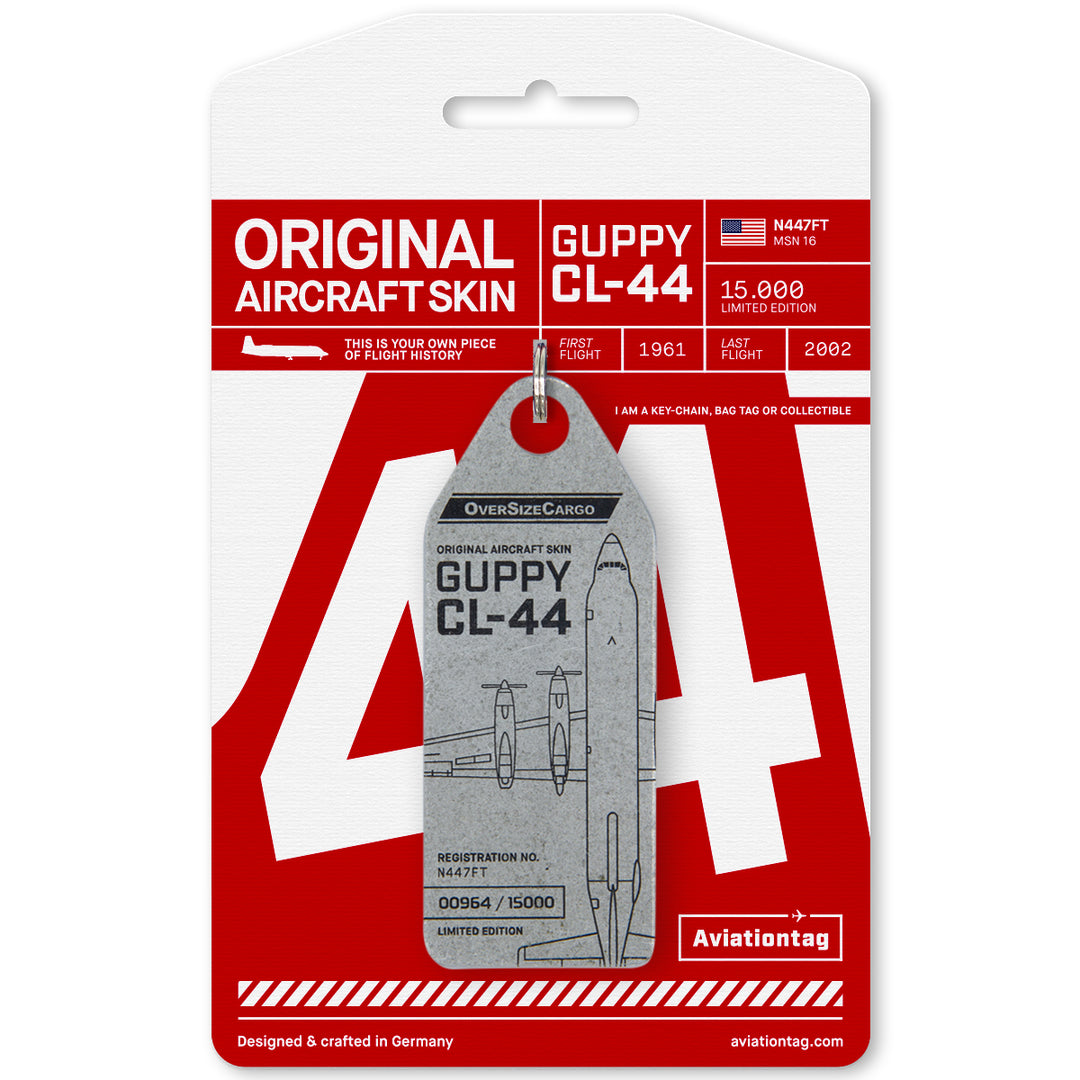 Conroy Skymonster CL44 Guppy Aviationtag Edition Silver - Aircraft tag on cardboard packaging