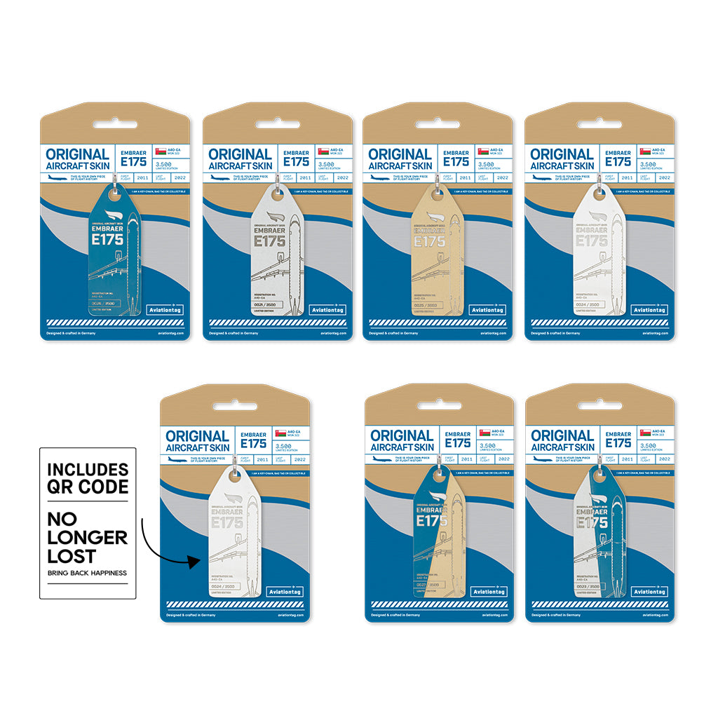 Aviationtag Edition Embraer E175 ex Oman Air A4O-EA Collectors Set