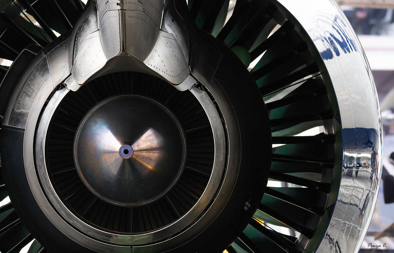 Photo of an aircraft engine from behind