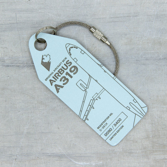 Aviationtag Airbus A319 C-GBIK Edition ex AIr Canada & Jetz aircraft tag close up front side