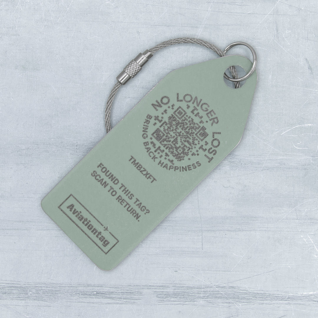 Aviationtag Airbus A320neo Edition VT-WJC GoAir Aircraft Tag Edition - plane tag backside close up with NoLongerLost QR Code 