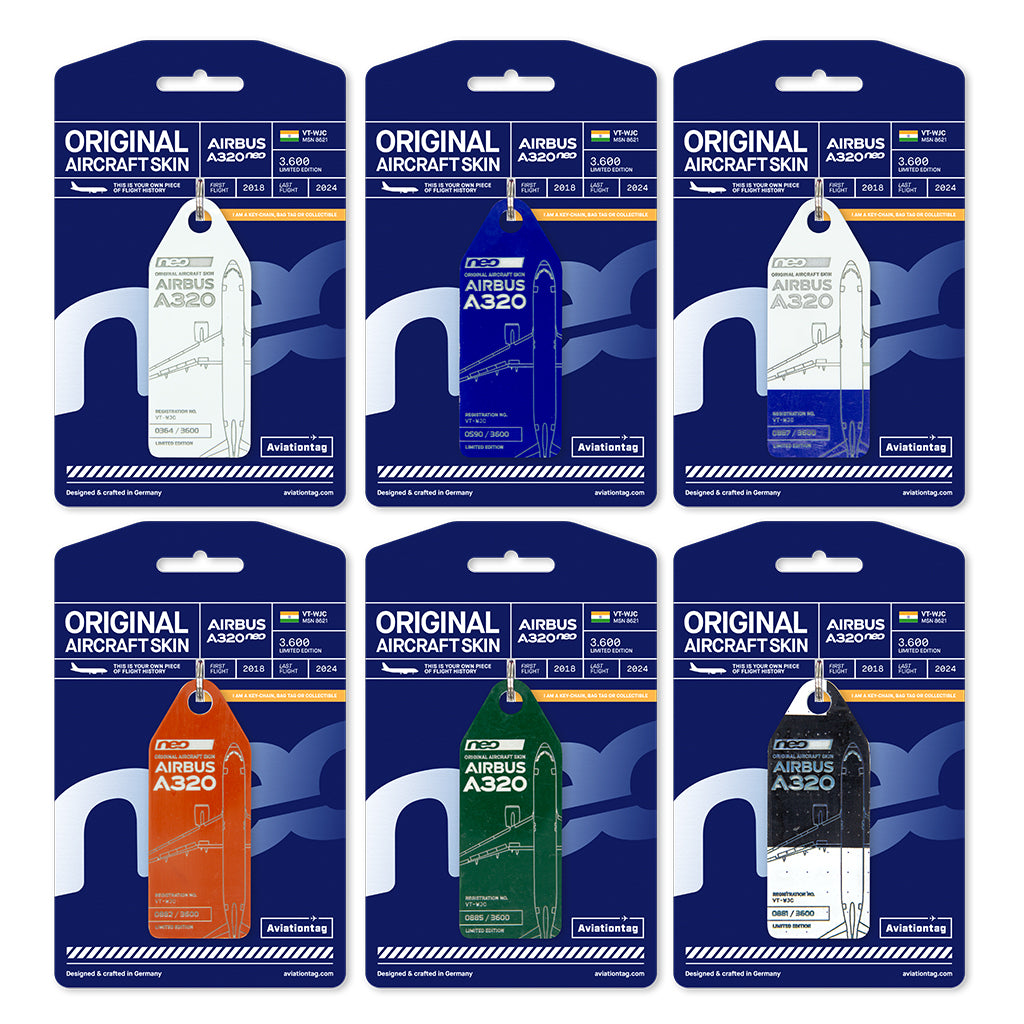 Aviationtag Airbus A320neo Edition VT-WJC GoAir Aircraft Tag Edition -Plane tag collector set with packaging