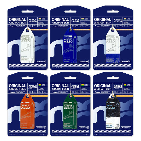 Aviationtag Airbus A320neo Edition VT-WJC GoAir Aircraft Tag Edition -Plane tag collector set with packaging