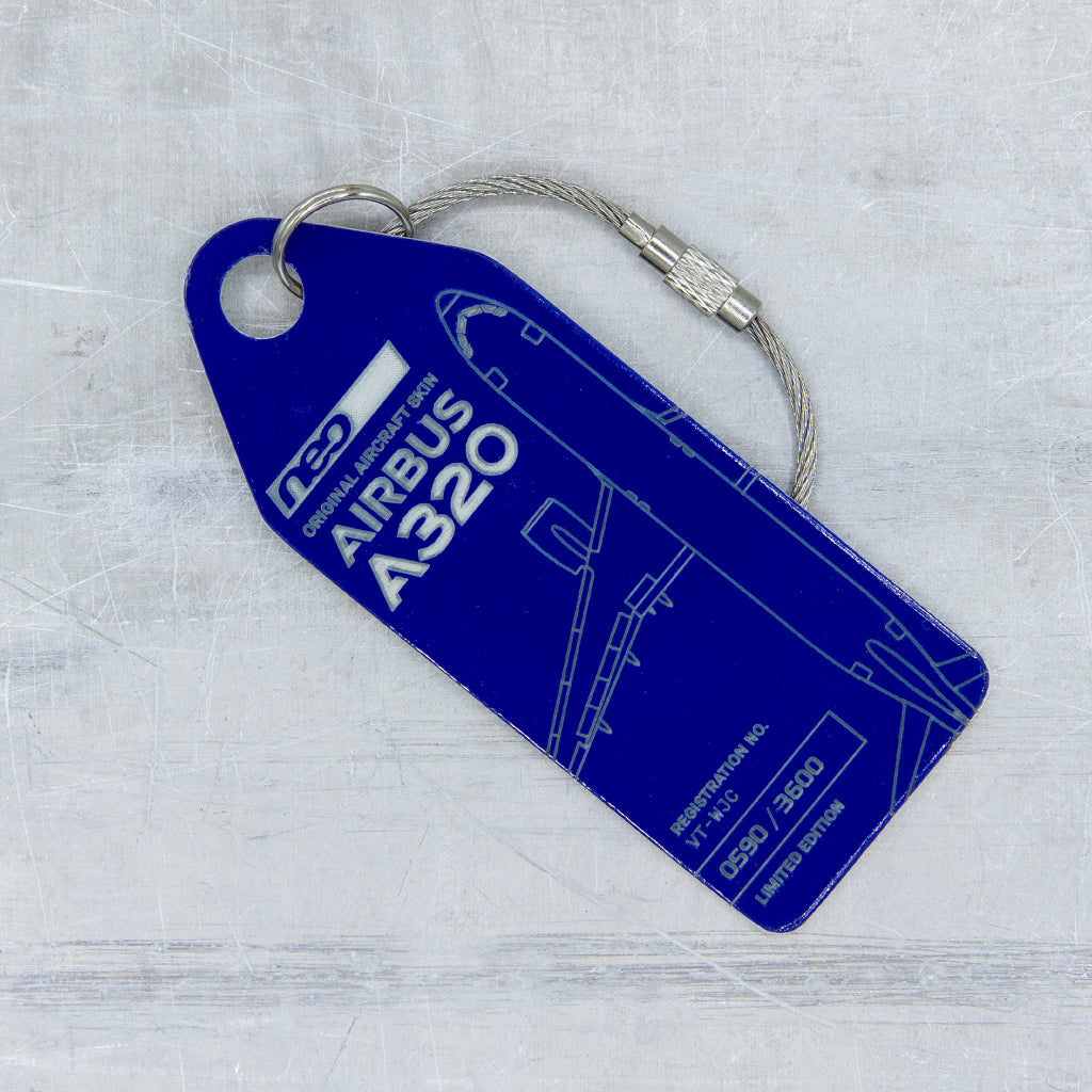 Aviationtag Airbus A320neo Edition VT-WJC GoAir Aircraft Tag Edition - Blue plane tag close up front