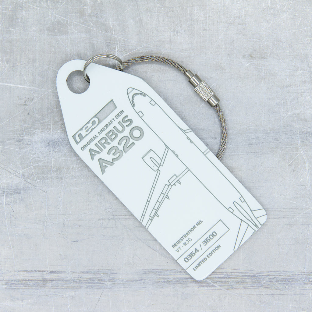 Aviationtag Airbus A320neo Edition VT-WJC GoAir Aircraft Tag Edition -  White plane tag close up front side