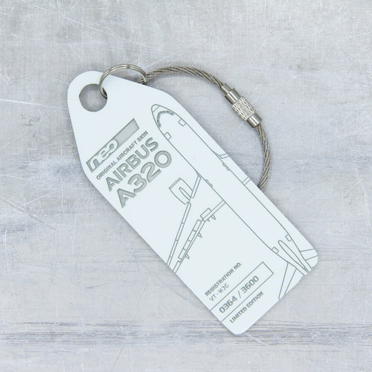 Aviationtag Airbus A320neo Edition VT-WJC GoAir Aircraft Tag Edition -  White plane tag close up front side