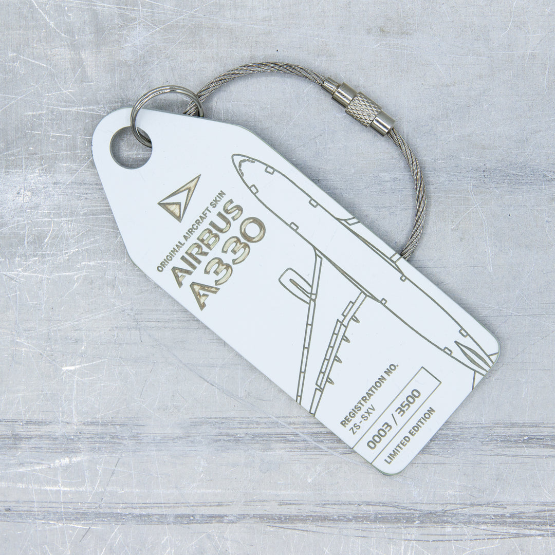 South African Airways Airbus A330 ZS-SKV Aviationtag Edition white aircraft tag  close up