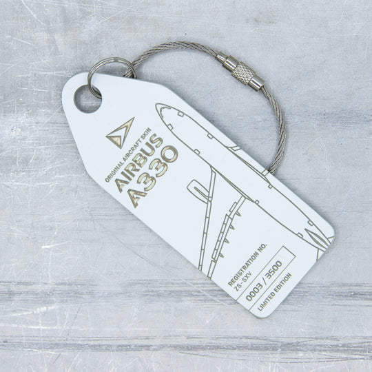 South African Airways Airbus A330 ZS-SKV Aviationtag Edition white aircraft tag  close up