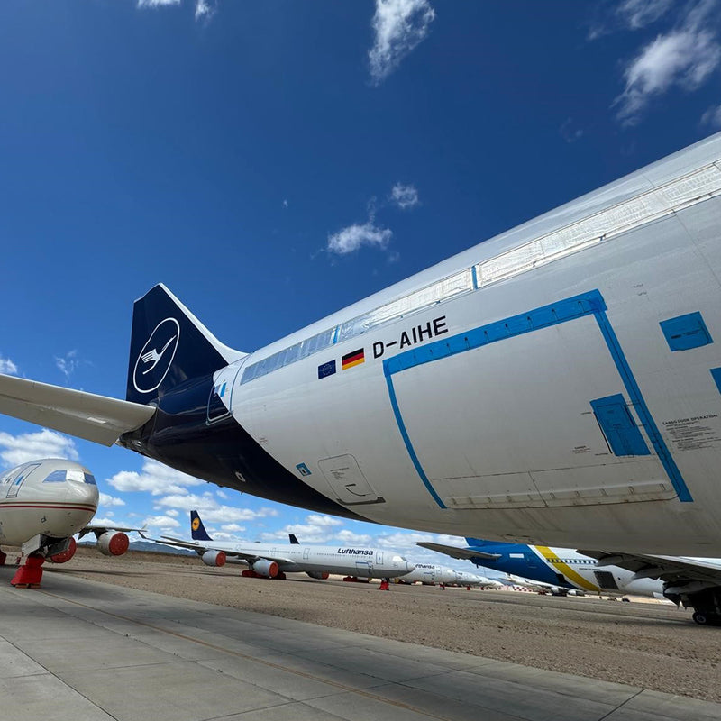 Aviationtag x Lufthansa Airbus A340-600 D-AIHE Leverkusen Aircraft Tag Edition Photo of tail fin shortly before Teardown 