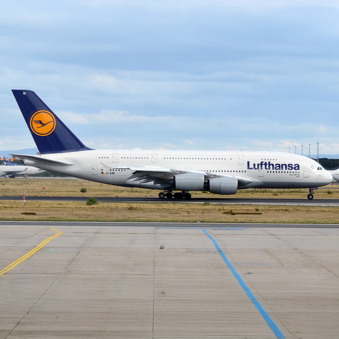 Aviationtag x Lufthansa Airbus A380 D-AIMI Berlin Edition -A380 in side view on tarmac