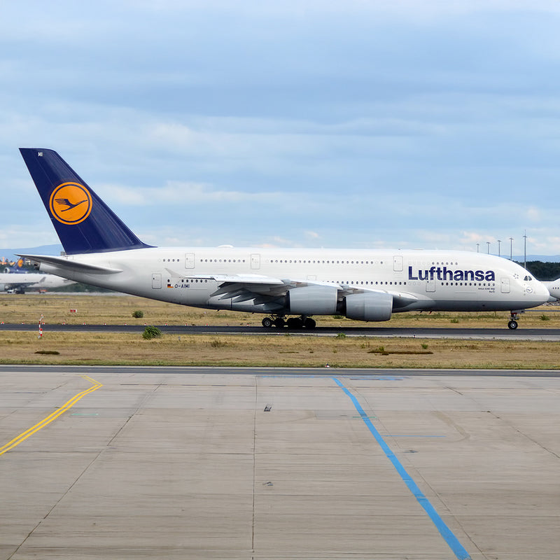 Aviationtag x Lufthansa Airbus A380 D-AIMI Berlin Edition -A380 in side view on tarmac