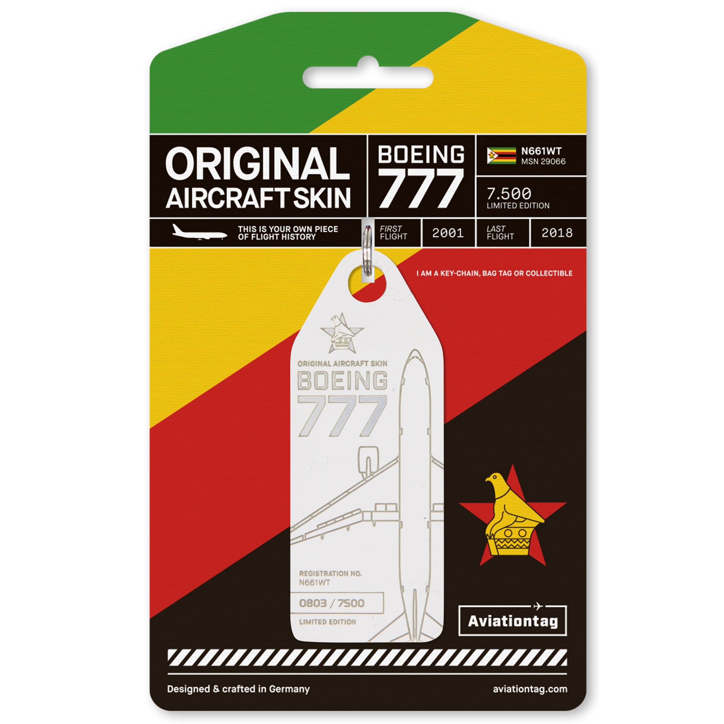 ジンバブエ航空 Aviationtag B777-200 Aviationtag Luggage and Keychain: Boeing 777 from Air Zimbabwe