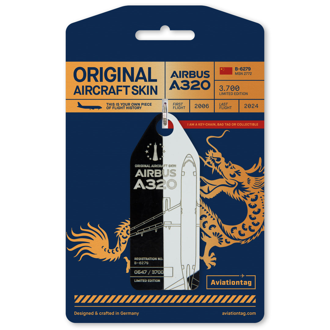Aviationtag B-6279 Airbus A320 Edition China Southern Airlines black and white aircraft tag with packaging