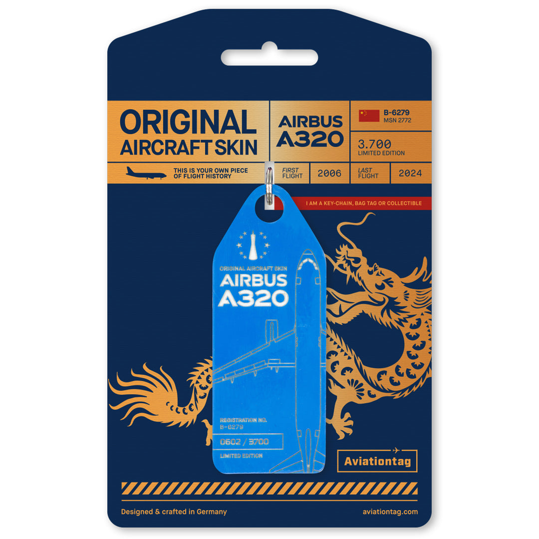Aviationtag B-6279 Airbus A320 Edition China Southern Airlines aircraft tag light blue with packaging