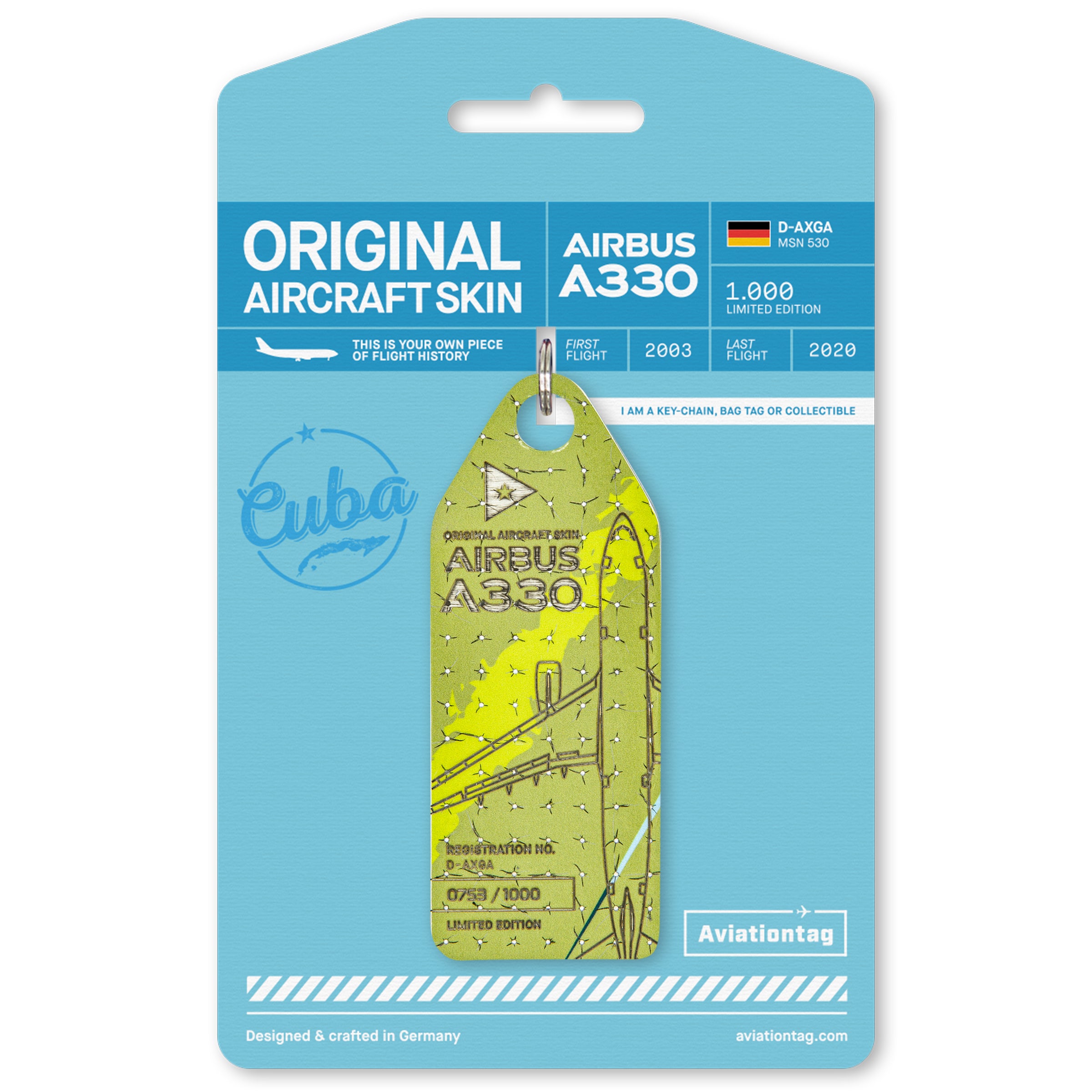 Aviationtag Airbus A330 D-AXGA Cuba Aircraft Tag Edition Bicolor Variation 1