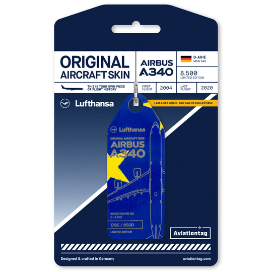 Aviationtag x Lufthansa Airbus A340-600 D-AIHE Leverkusen Aircraft Tag Edition Flag Tag 3