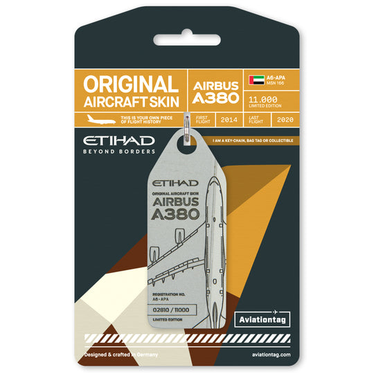 Aviationtag x Etihad Airbus A380 Plane Tag Edition A6-APA Aircraft Tag Grey/Platinum