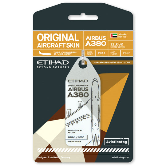 Aviationtag x Etihad Airbus A380 Plane Tag Edition A6-APA Aircraft Tag Platinum/grey