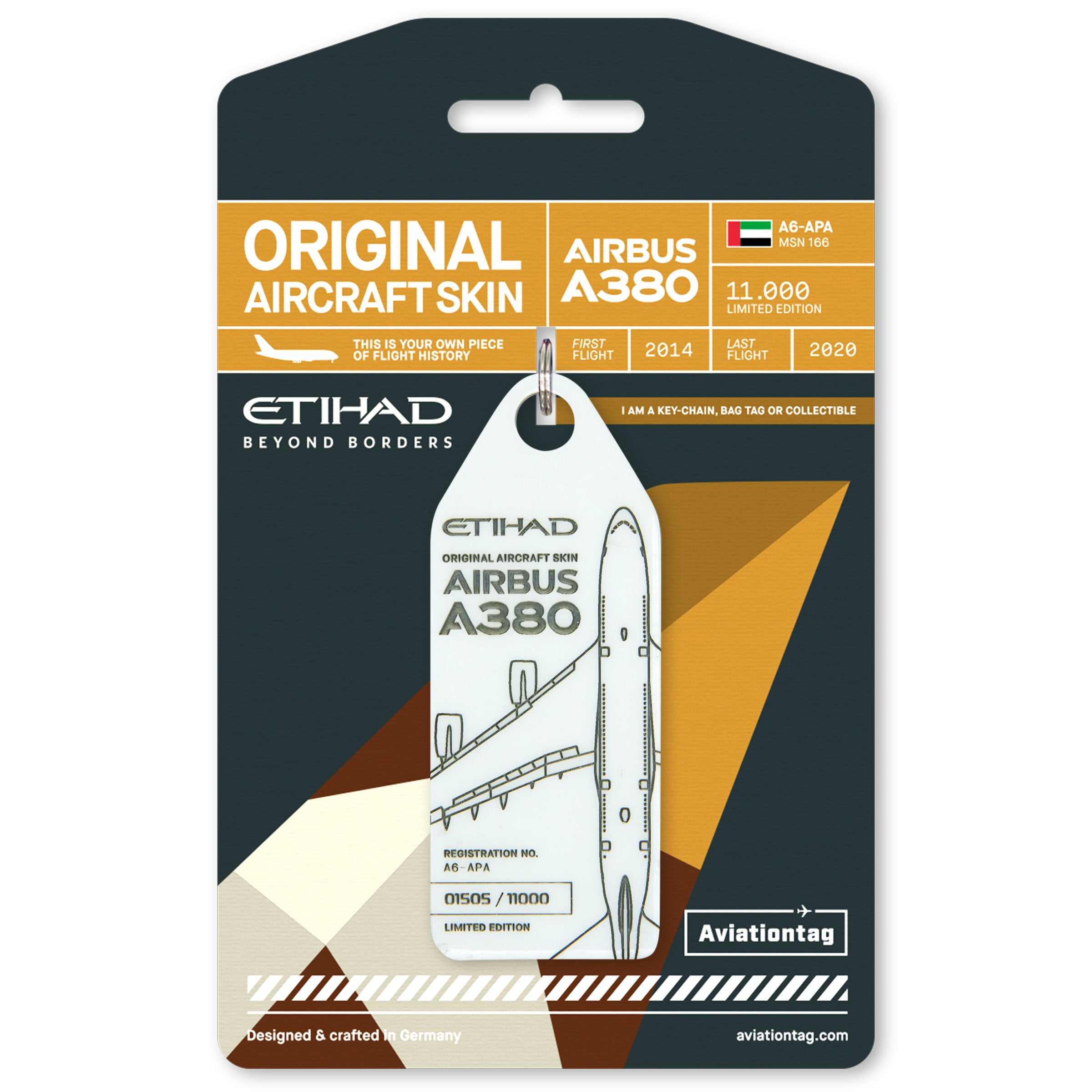 Aviationtag x Etihad Airbus A380 Plane Tag Edition A6-APA Aircraft Tag White with Packaging