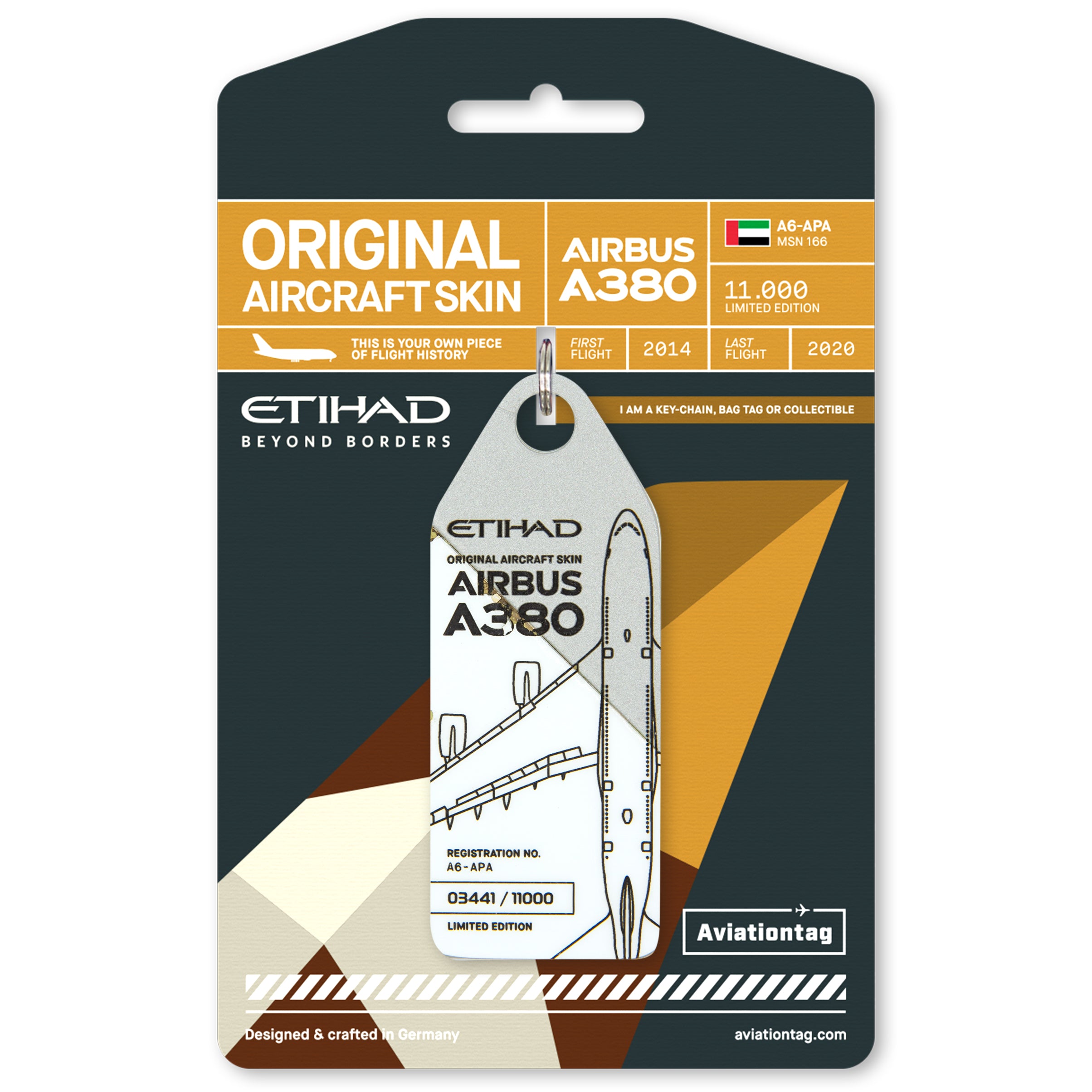 エティハド航空 A380 タグ キーホルダー 3色セット Aviationtag Aviation Keychain Etihad Airbus A380 - A6-APA aviationtag