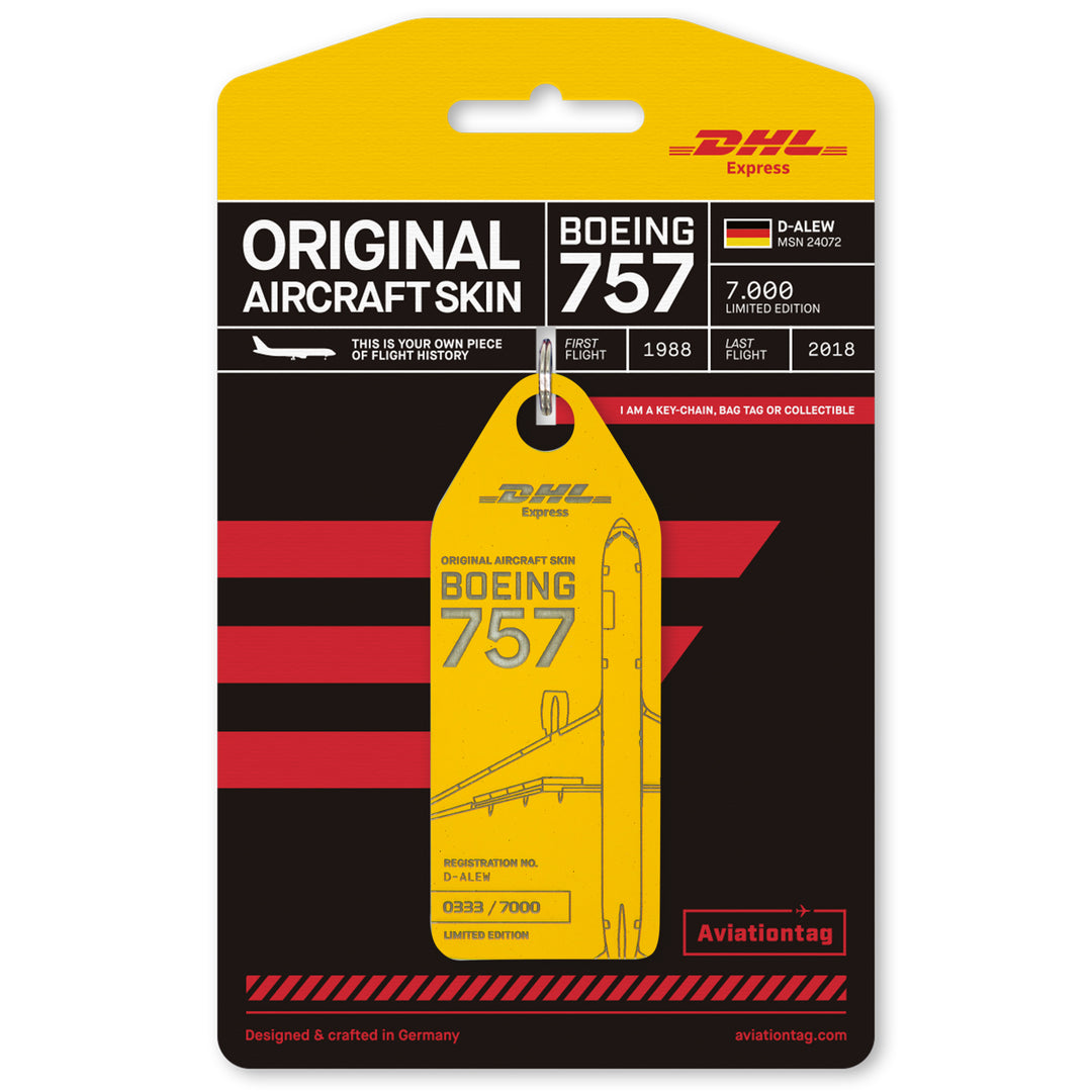Aviationtag DHL Express Boeing 757-200F D-ALEW Aircraft Tag Edition with Cardboard