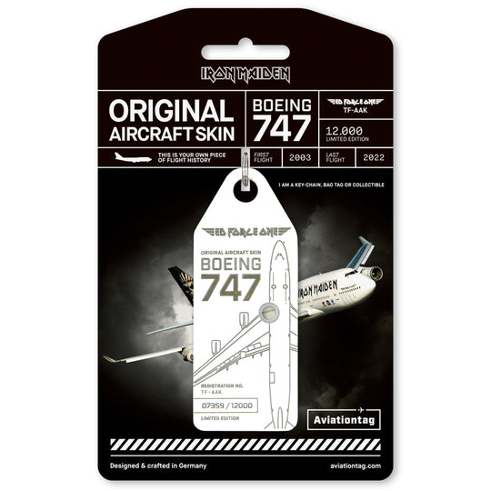 Aviationtag x Iron Maiden Ed Force One Edition Boeing 747 TF-AAK Aircraft Tag - Aviationtag variant with rivet holes