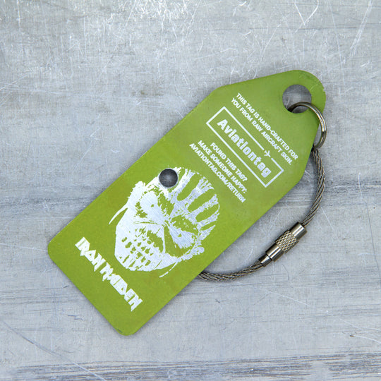 Aviationtag x Iron Maiden Ed Force One Edition Boeing 747 TF-AAK Aircraft Tag - Aviationtag variant with rivet holes. Backside of the plane tag.