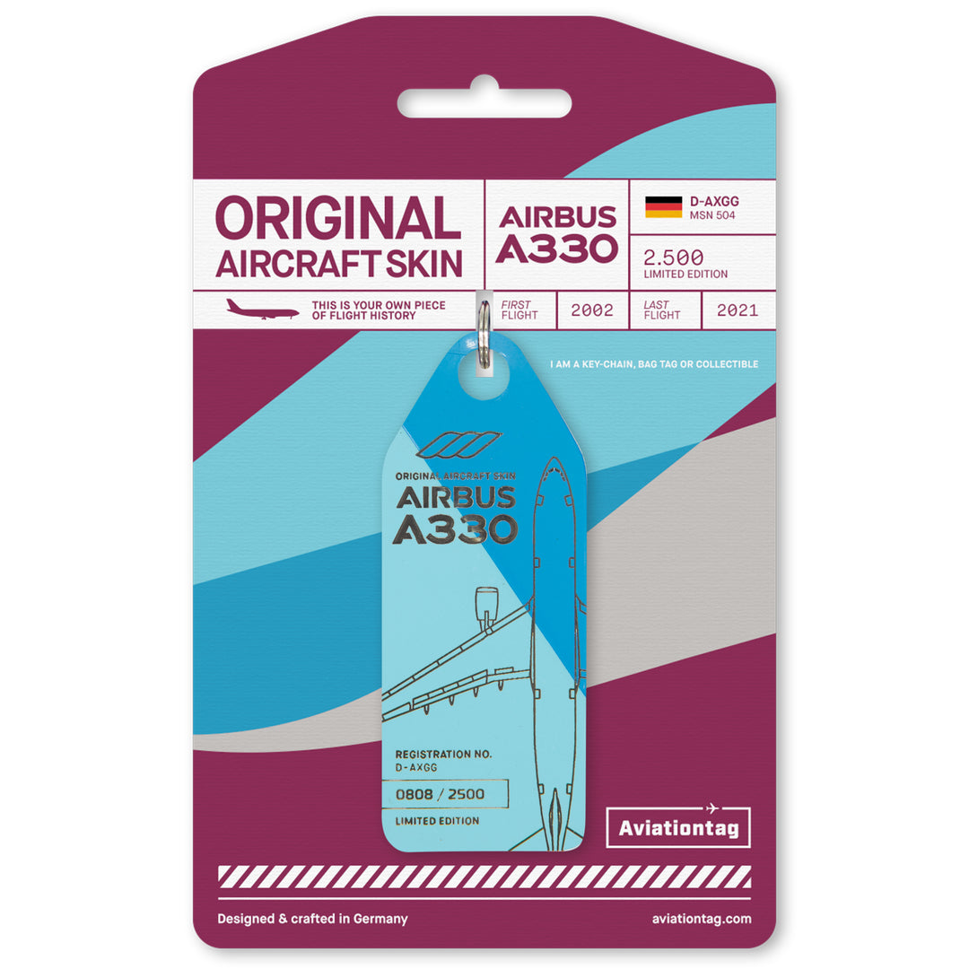 Aviationtag Airbus A330 D-AXGG Eurowings and Turkish Airlines Edition - Photo of bicolored light blue / dark blue aircraft tag 