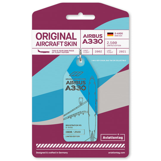 Aviationtag Airbus A330 D-AXGG Eurowings and Turkish Airlines Edition - Photo of bicolored light blue / dark blue aircraft tag 