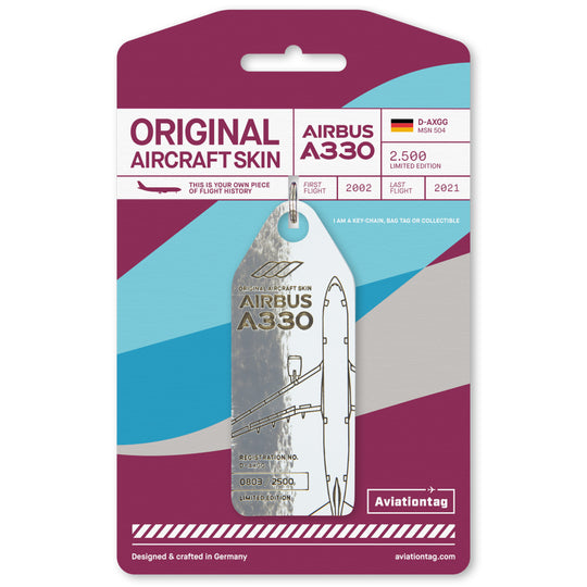 Aviationtag Airbus A330 D-AXGG Eurowings and Turkish Airlines Edition - Photo of bicolored white / grey aircraft tag 